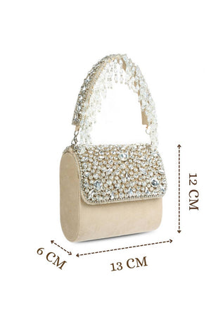 Multi Color Stone Embossed Suede Clutch (ADCL7206A)