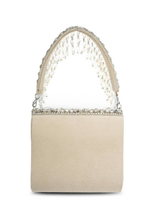Multi Color Stone Embossed Suede Clutch (ADCL7206A)