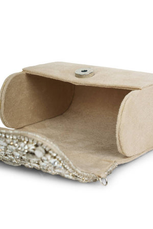 Multi Color Stone Embossed Suede Clutch (ADCL7206A)
