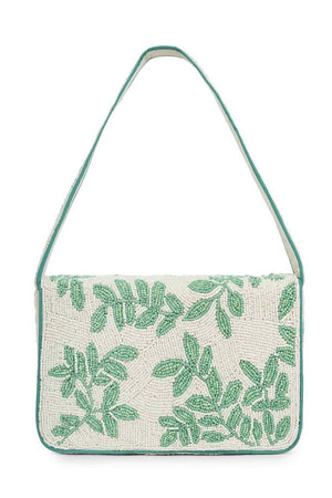 Multi Color Beads Embossed Canvas Clutch