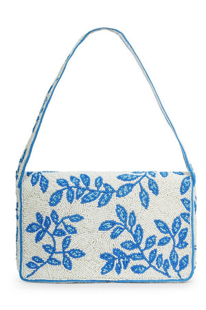 Multi Color Beads Embossed Canvas Clutch