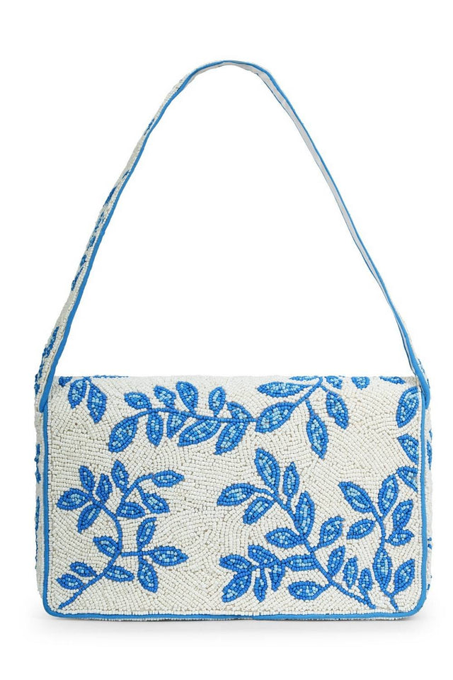 Multi Color Beads Embossed Canvas Clutch