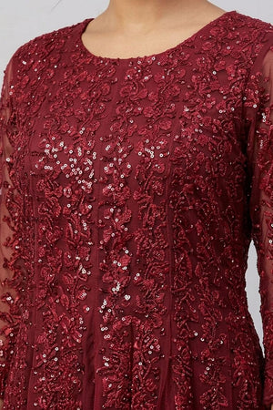 Pink Sequin with Embroidered Silk Blend Gown (AHEDNTEMB-277-DS)