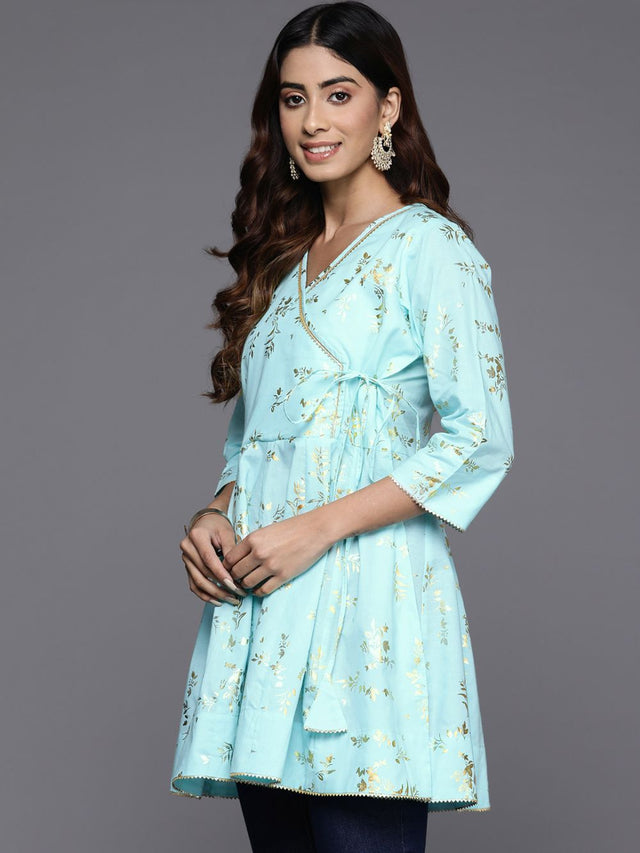 Women's Blue Printed Tunic - XXL