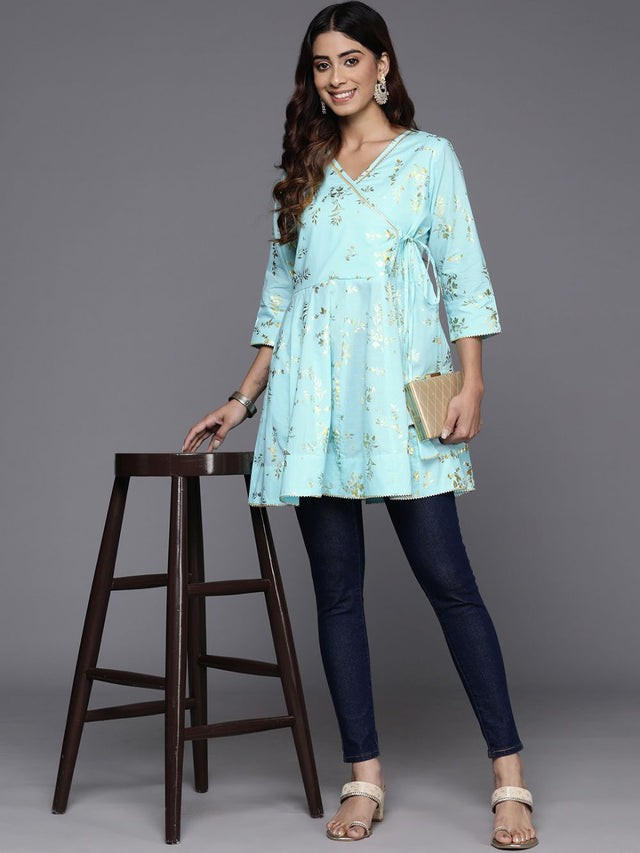 Women's Blue Printed Tunic - XXL