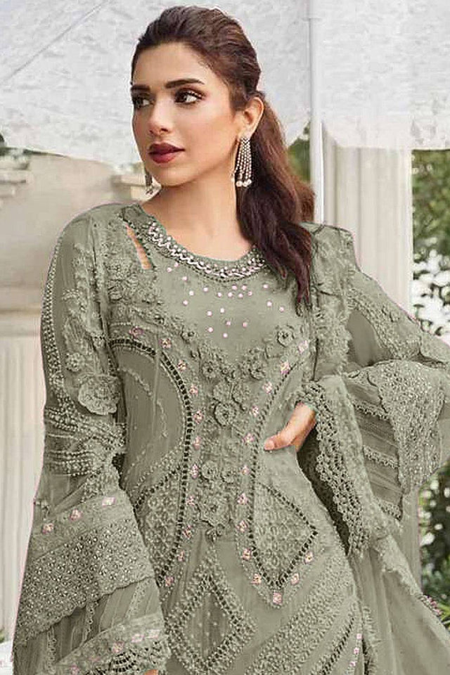 Mehendi Floral Embroidered Georgette Palazzo Suits