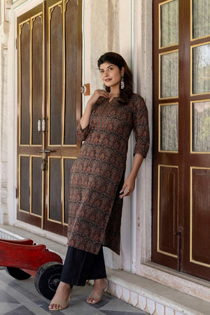 Multi Color Printed Cotton Kurti (AM-BER3297)