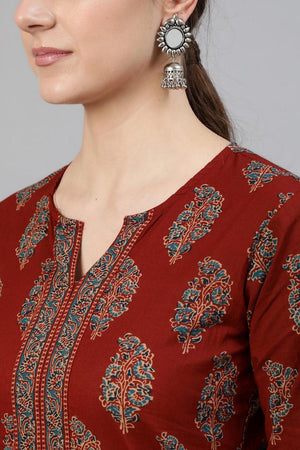 Maroon Printed Cotton Kurti (AM-BER3305)