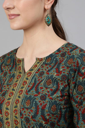 Blue Printed Cotton Kurti (AM-BER3319)