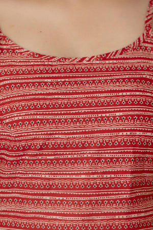 Red Printed Cotton Kurti (AM-BER3609)