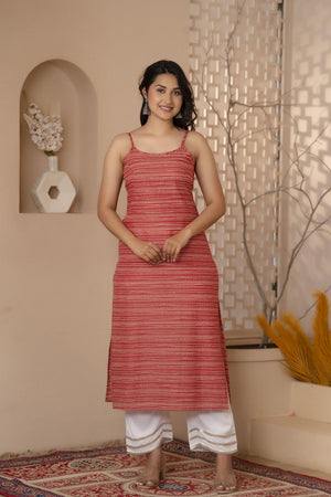 Red Printed Cotton Kurti (AM-BER3609)