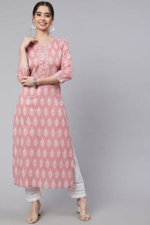 Pink Printed Cotton Kurti (AM-BER3630)