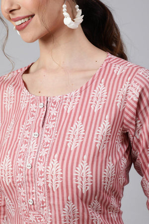 Pink Printed Cotton Kurti (AM-BER3630)
