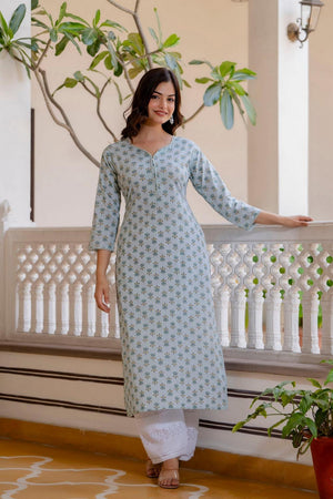 Green Printed Cotton Kurti (AM-BER3775)