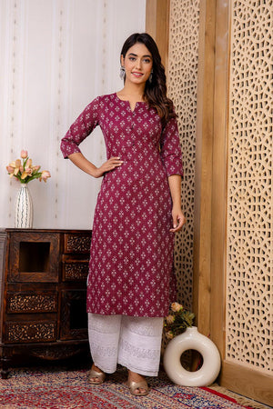 Maroon Printed Cotton Kurti (AM-BER3812)