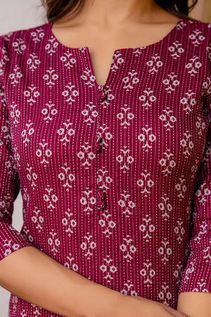 Maroon Printed Cotton Kurti (AM-BER3812)
