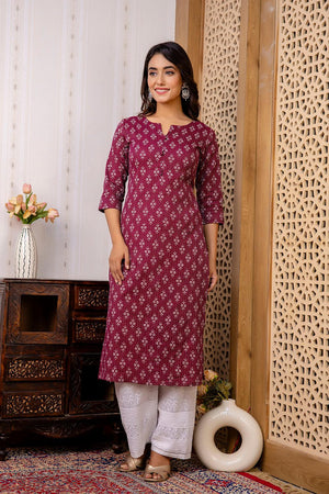 Maroon Printed Cotton Kurti (AM-BER3812)