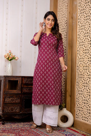 Maroon Printed Cotton Kurti (AM-BER3812)