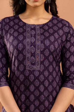 Violet Printed Cotton Kurti (AM-BER3820)