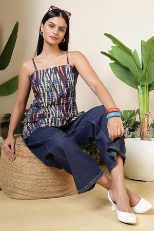 Multi Color Printed Cotton Tunic (AM-BER3844)