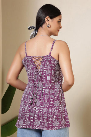 Violet Printed Cotton Tunic (AM-BER3846)