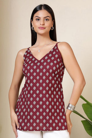 Maroon Printed Cotton Tunic (AM-BER3851)