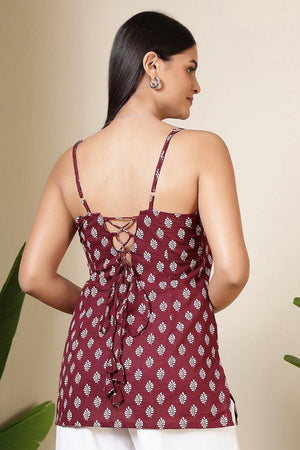 Maroon Printed Cotton Tunic (AM-BER3851)