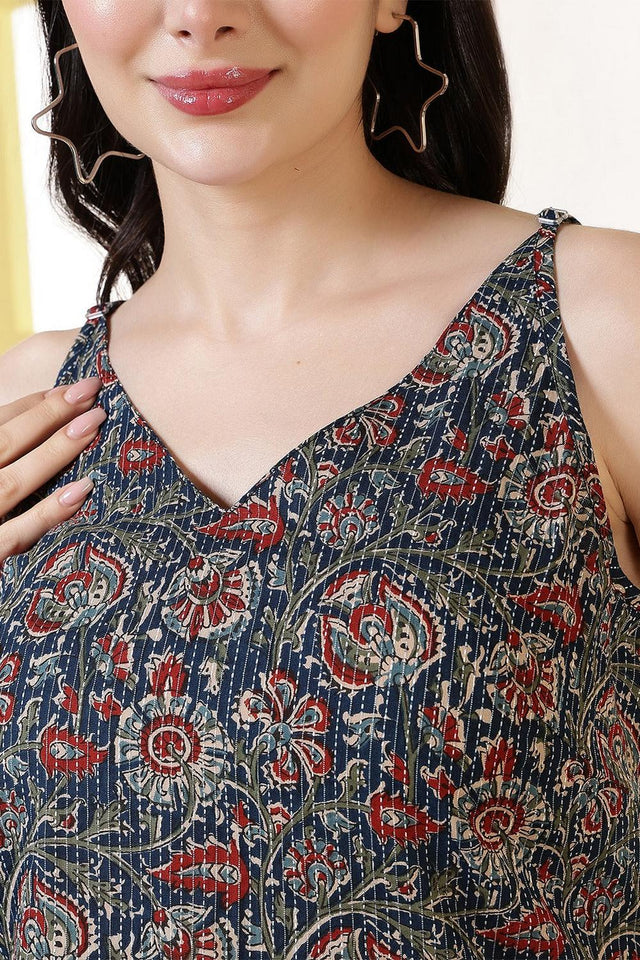 Multi Color Floral Printed Cotton Tunic (AM-BER3857)
