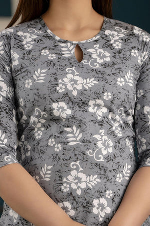 Grey Printed Cotton Kurti (AM-EXM0027)