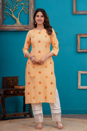 Orange Printed Cotton Kurti (AM-EXM0039)