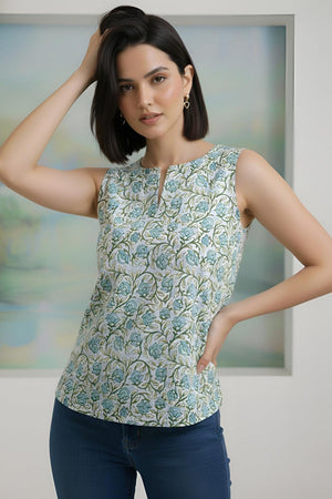 Grey Printed Cotton Top (AM-FBG0004)