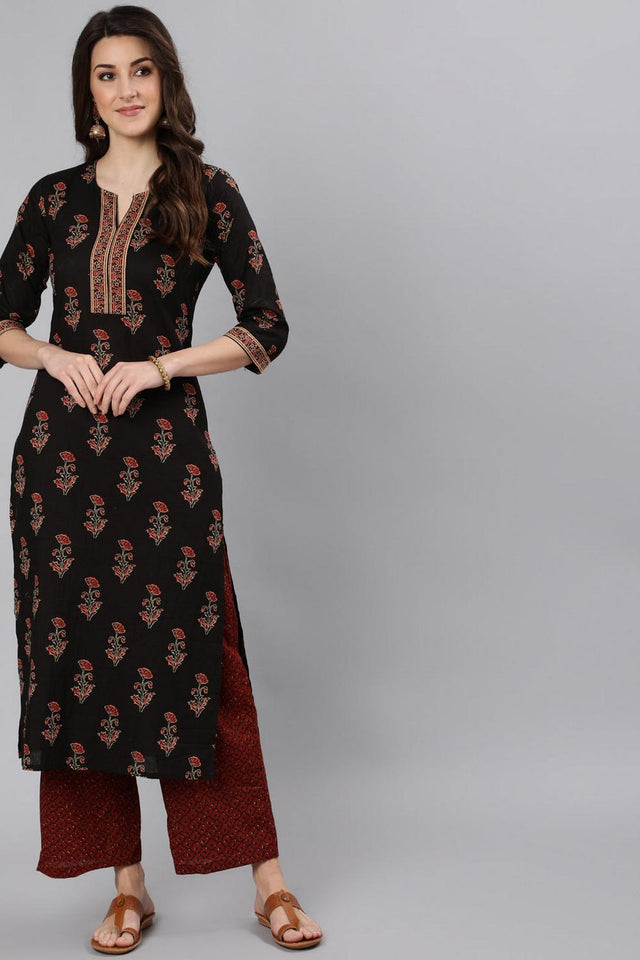 Black Printed Cotton Kurti (AM-HKS0260)