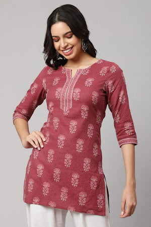 Mauve Printed Cotton Tunic (AM-HKS0669)