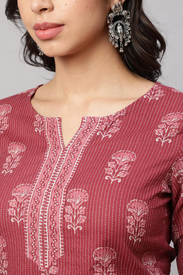 Mauve Printed Cotton Tunic (AM-HKS0669)