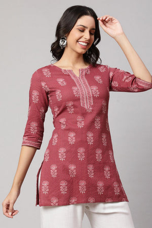 Mauve Printed Cotton Tunic (AM-HKS0669)