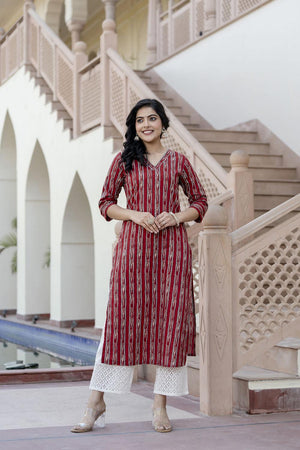 Maroon Printed Cotton Kurti (AM-HKS0702)