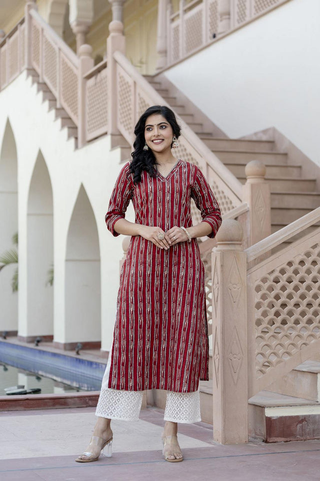 Maroon Printed Cotton Kurti (AM-HKS0702)