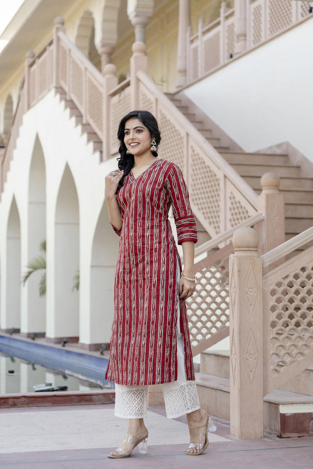 Maroon Printed Cotton Kurti (AM-HKS0702)