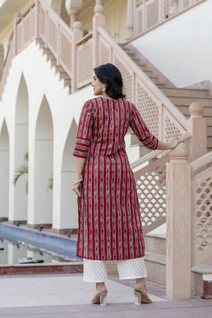 Maroon Printed Cotton Kurti (AM-HKS0702)
