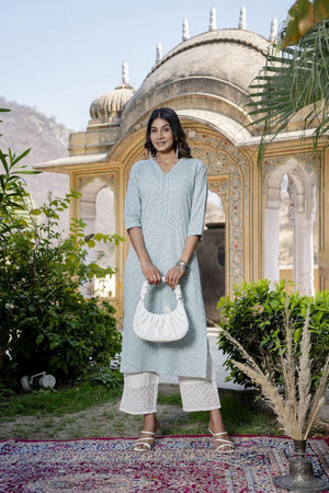 Green Printed Cotton Kurti (AM-HKS0728)