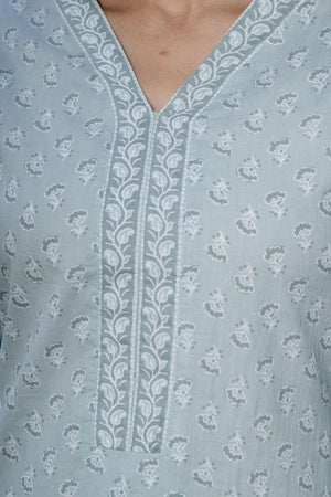Green Printed Cotton Kurti (AM-HKS0728)