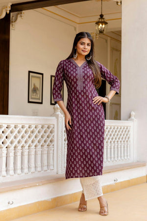 Maroon Printed Cotton Kurti (AM-HKS0743)