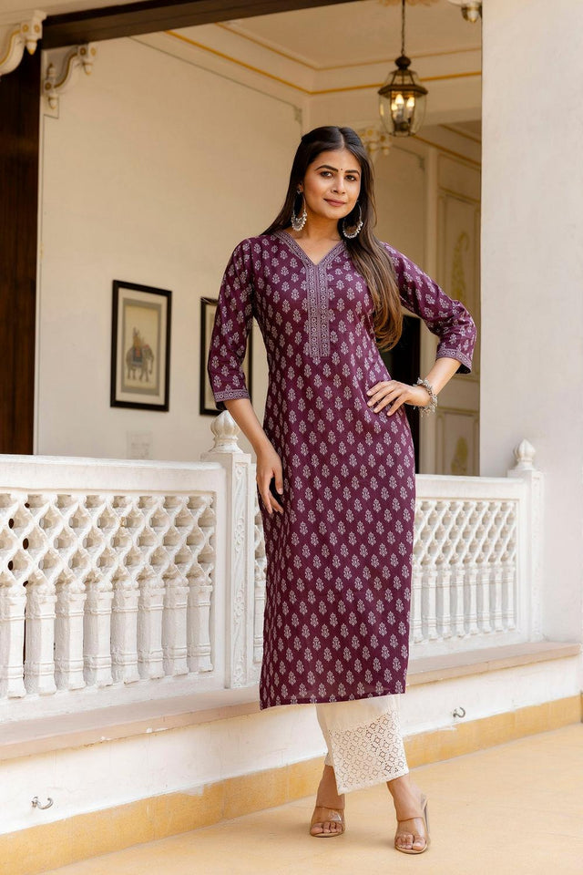 Maroon Printed Cotton Kurti (AM-HKS0743)