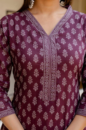 Maroon Printed Cotton Kurti (AM-HKS0743)