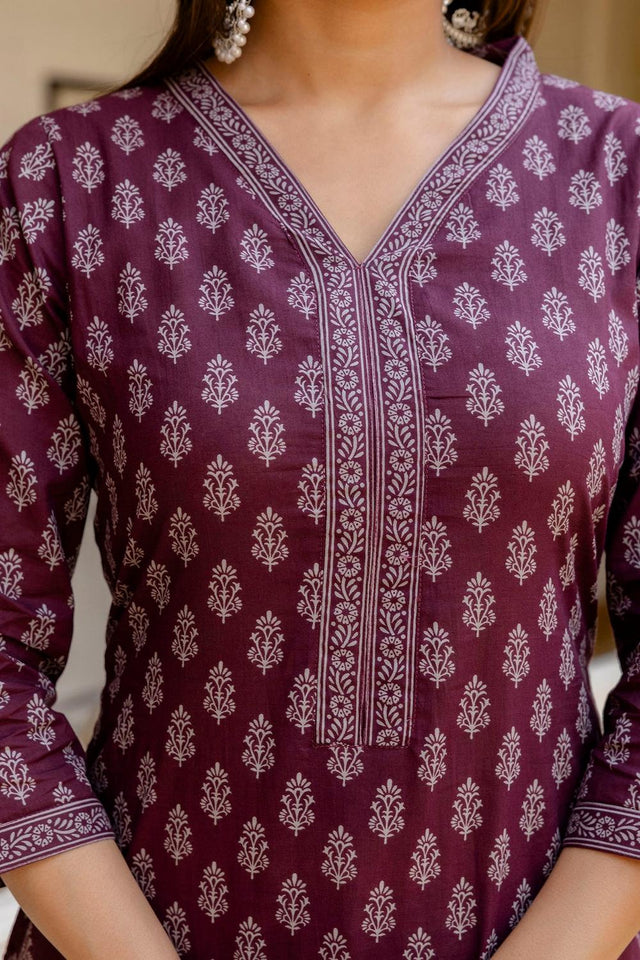 Maroon Printed Cotton Kurti (AM-HKS0743)