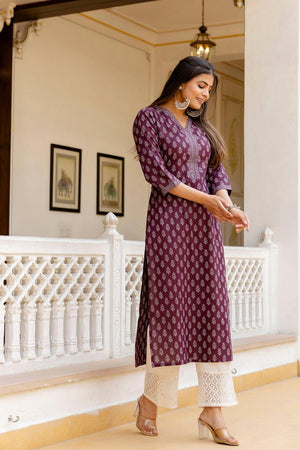 Maroon Printed Cotton Kurti (AM-HKS0743)