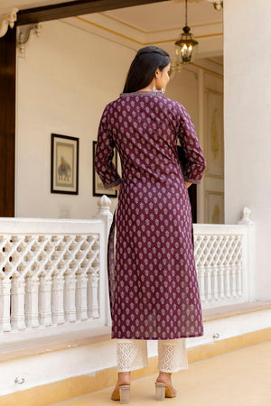 Maroon Printed Cotton Kurti (AM-HKS0743)