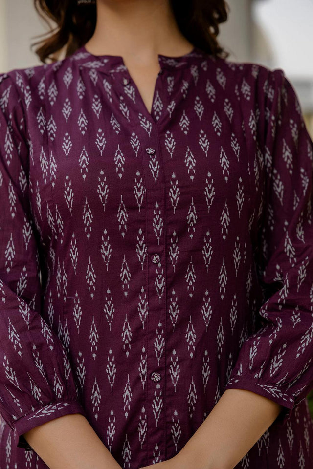 Violet Printed Cotton Dress (AM-HKS0752)