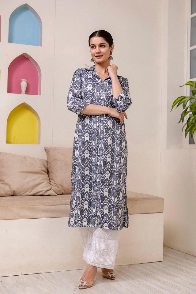 Grey Printed Cotton Kurti (AM-HKS0801)