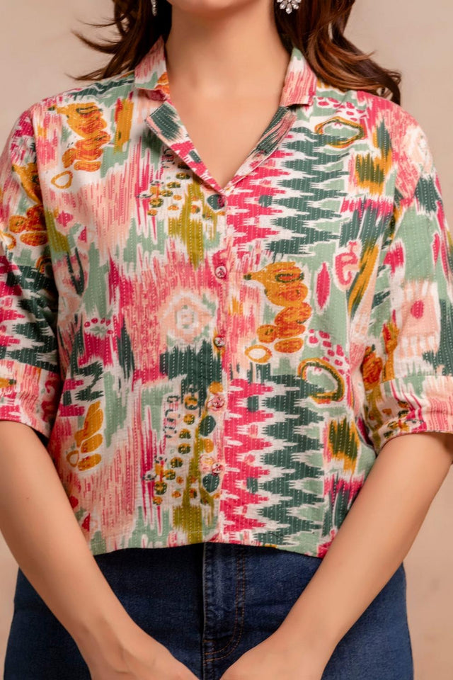 Multi Color Printed Cotton Tunic (AM-HKS0912)